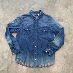 BDG Denim Shirt with Embroidered Back Size L